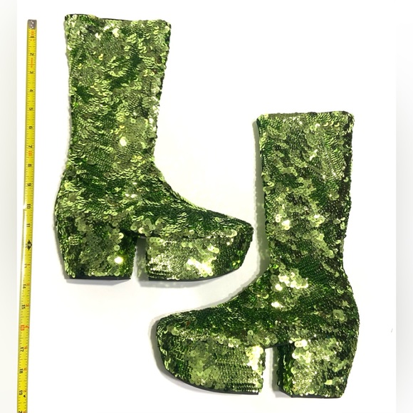 NEW Prada Sequin Zip Up Mid Calf Platform Boots Bootie Women’s EU 36 E 6 $1720 - Picture 1 of 11